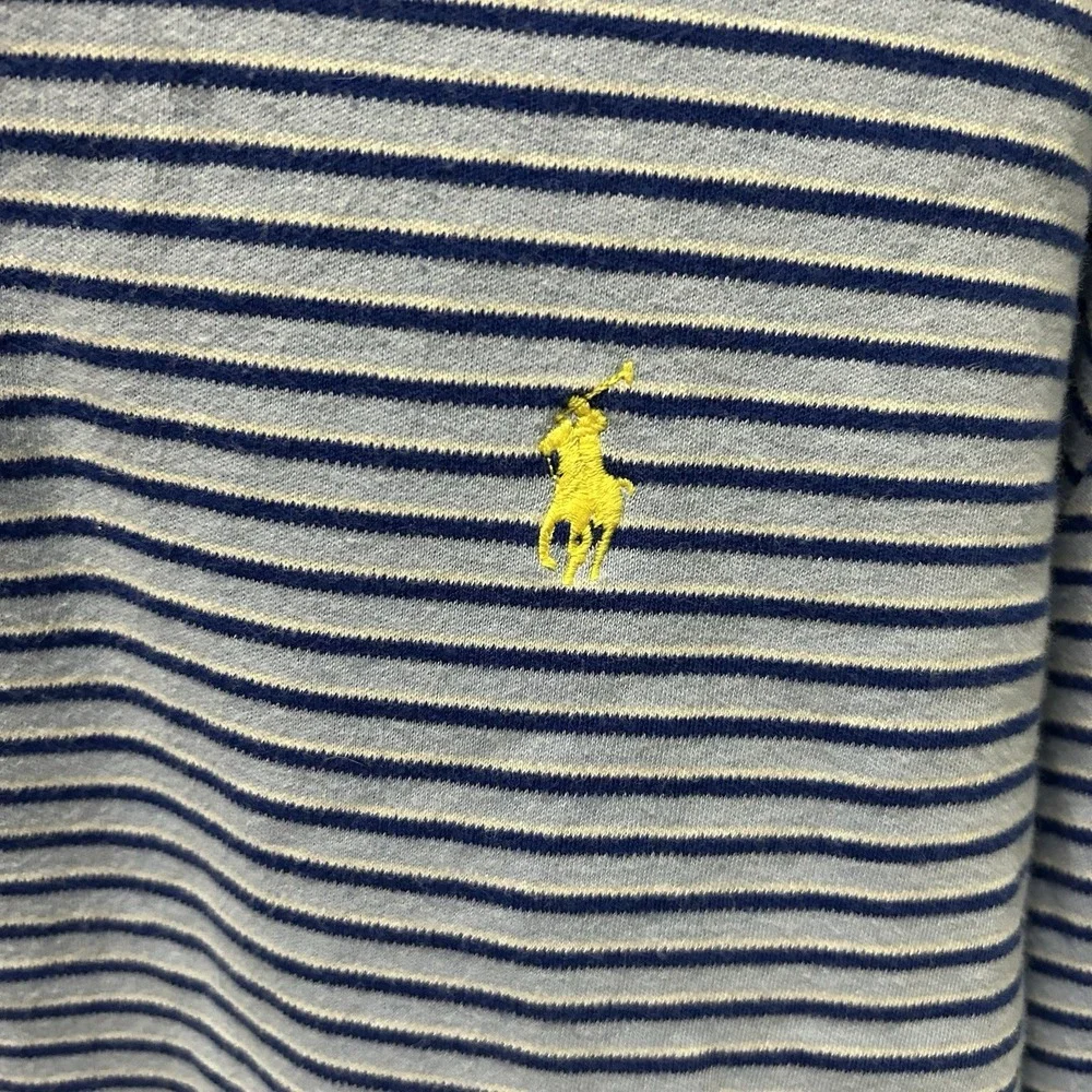 Polo‎ Ralph Lauren Polo Shirt Men's XL Blue Striped Short Sleeve Yellow Pony